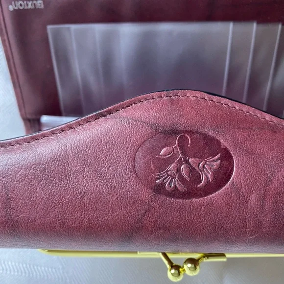 Buxton Burgundy Leather Card Holder and checkbook wallet - Picture 4 of 8